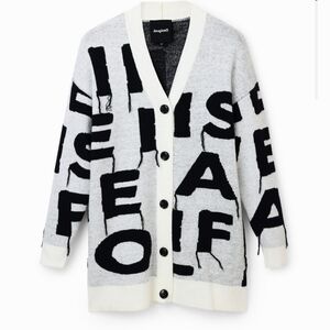 Desigual letter print cardigan size L